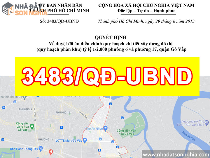Quyết định số 3483/QĐ-UBND quy hoạch đô thị tỉ lệ 1/2000 phường 17 quận Gò Vấp