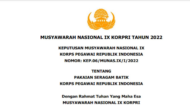 Keputusan Musyawarah Nasional IX tentang Pakaian Batik KOPRI Terbaru