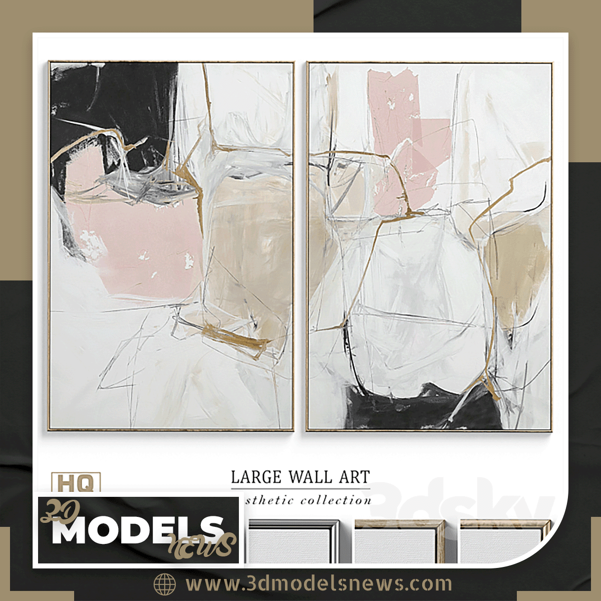 Frame Model Large Abstract Neutral Wall Art C 378