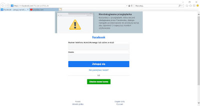 Strona Facebooka otwarta w trybie mobilnym z informacją o nie wspieranej przeglądarce