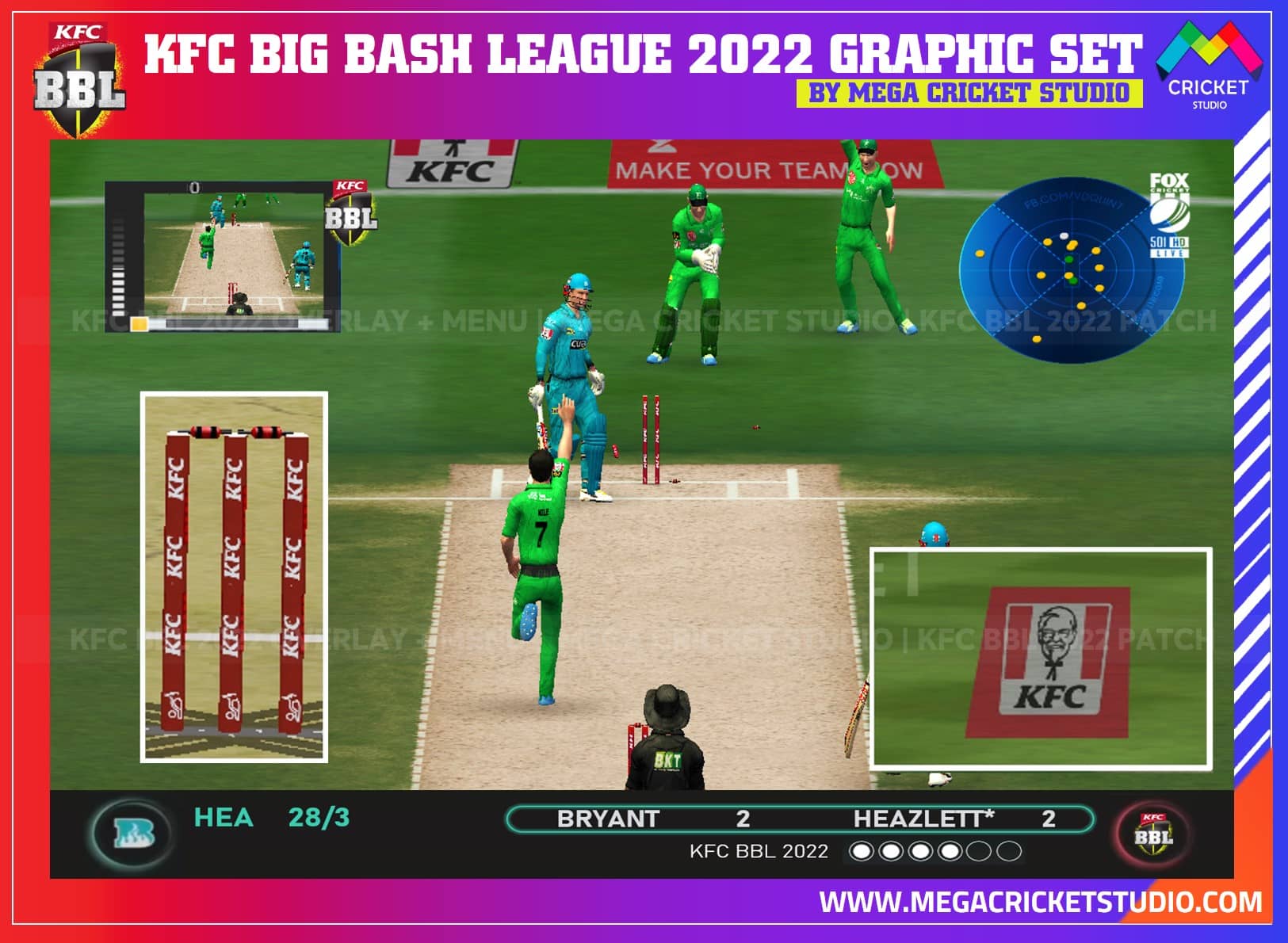 KFC BBL 2022 Pitchads & Stumps for EA Sports Cricket 07