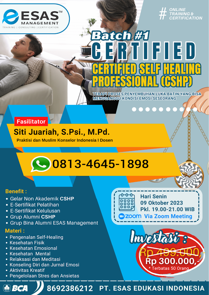 WA.0813-4645-1898 | Certified Self Healing Professional (CSHP) 9 Oktober 2023