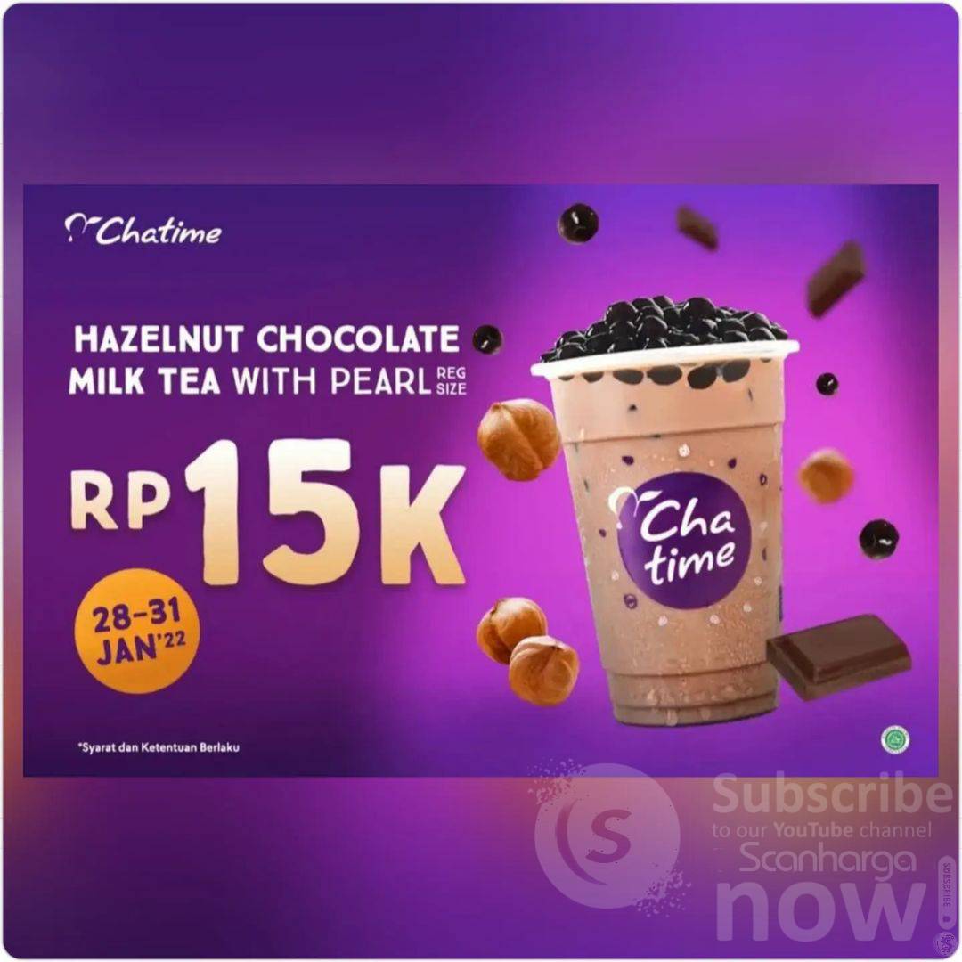 Promo CHATIME Hazelnut Chocolate + Pearl Cuma 15RIBU