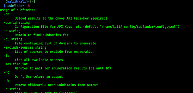 subfinder help options