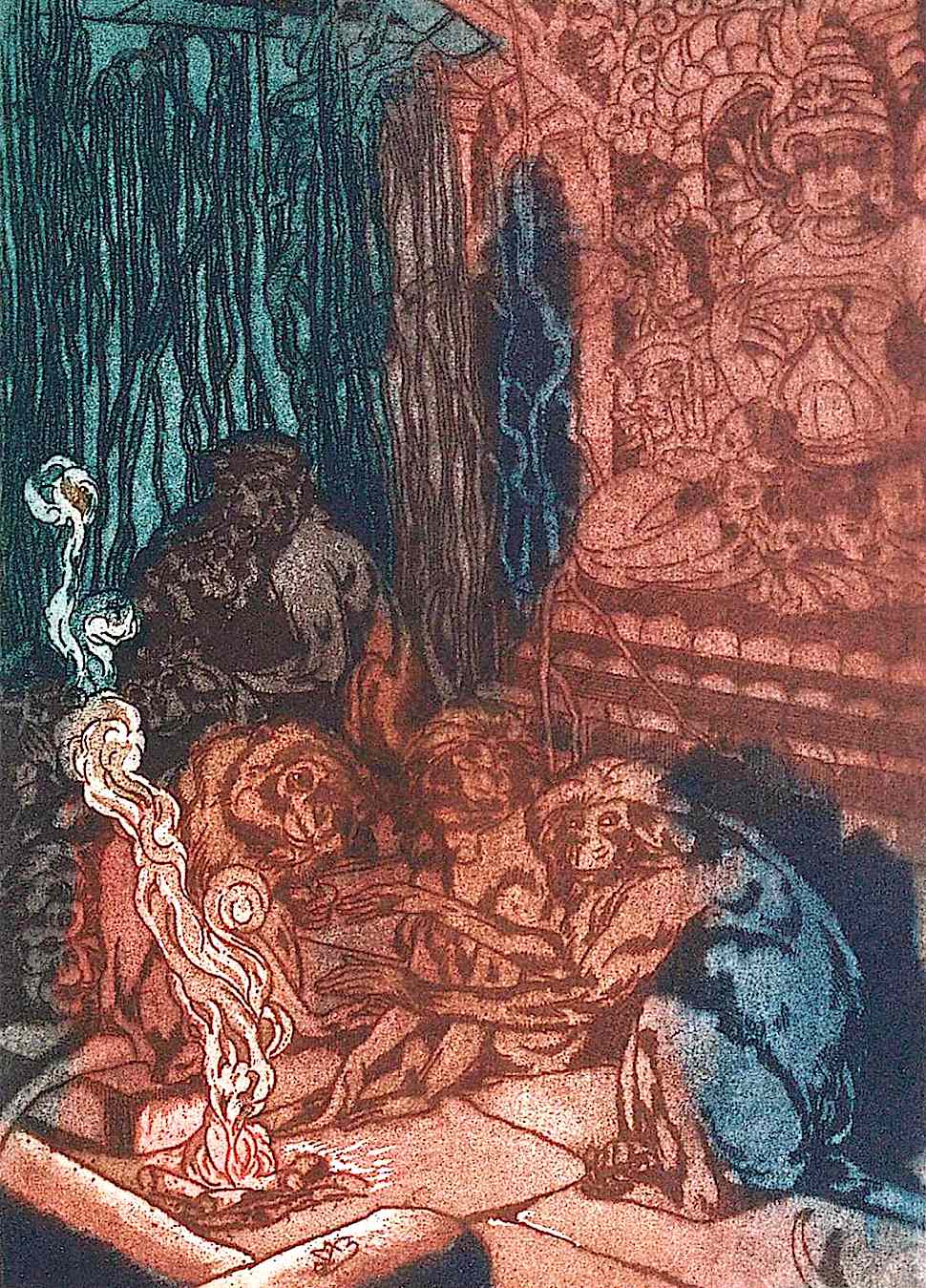 M. De Becque 1930 art, jungle monkees