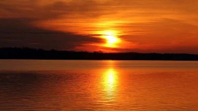 Papel de Parede Paisagem Rio Pôr do Sol Dourado