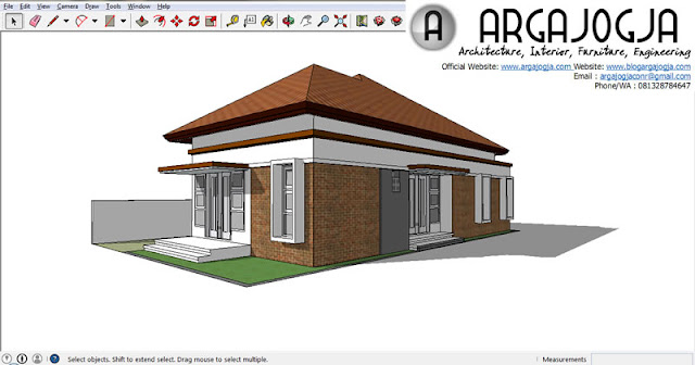 Download Model Sketchup Rumah Sederhana di Lahan Pojok