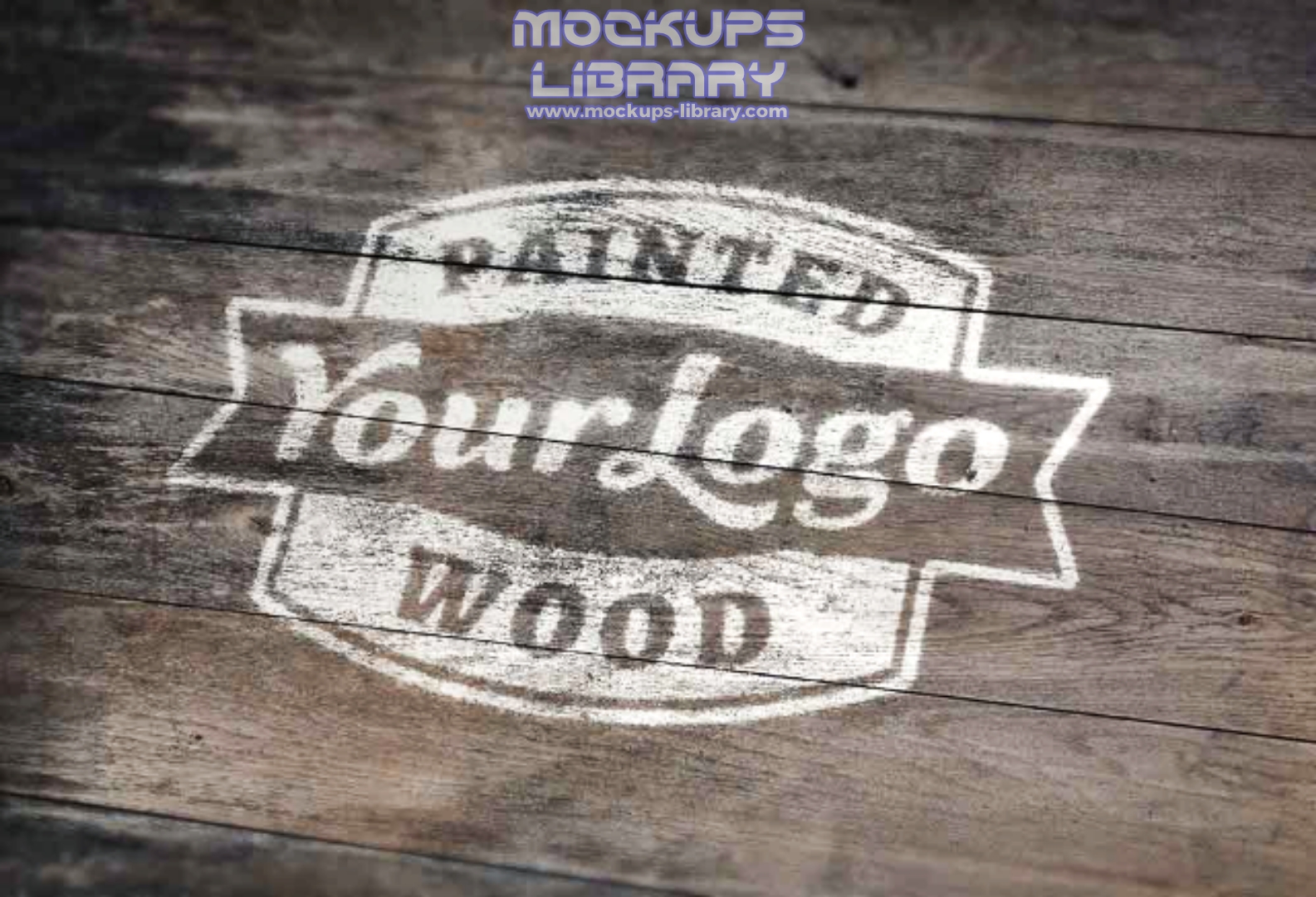 Painted Wood Logo Mockup