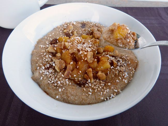 Amaranth Porridge with Sauteed Pears