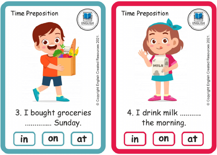 Grammar Activity: Preposition of Time | Task Cards