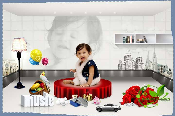 Baby Photo Editing Background PSD Template Free Download - Gauri Design