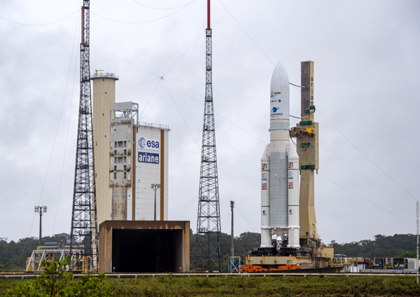 The Ariane 5 rocket carrying NASA's James Webb Space Telescope rolls toward the launch pad at Europe’s Spaceport in French Guiana...on December 23, 2021.