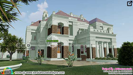 Colonial style double storied house design