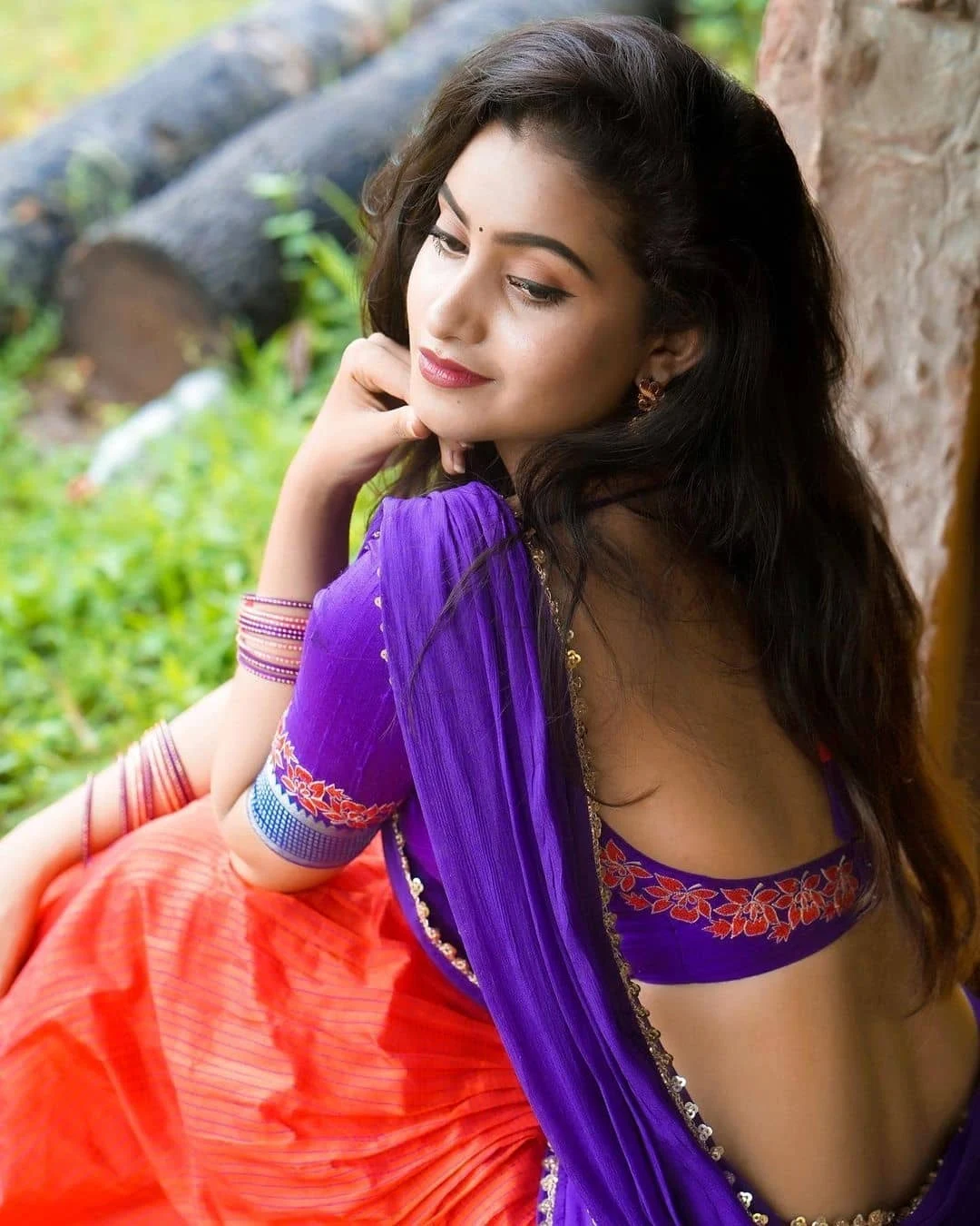 Deepika Pilli images in purple saree in 2022