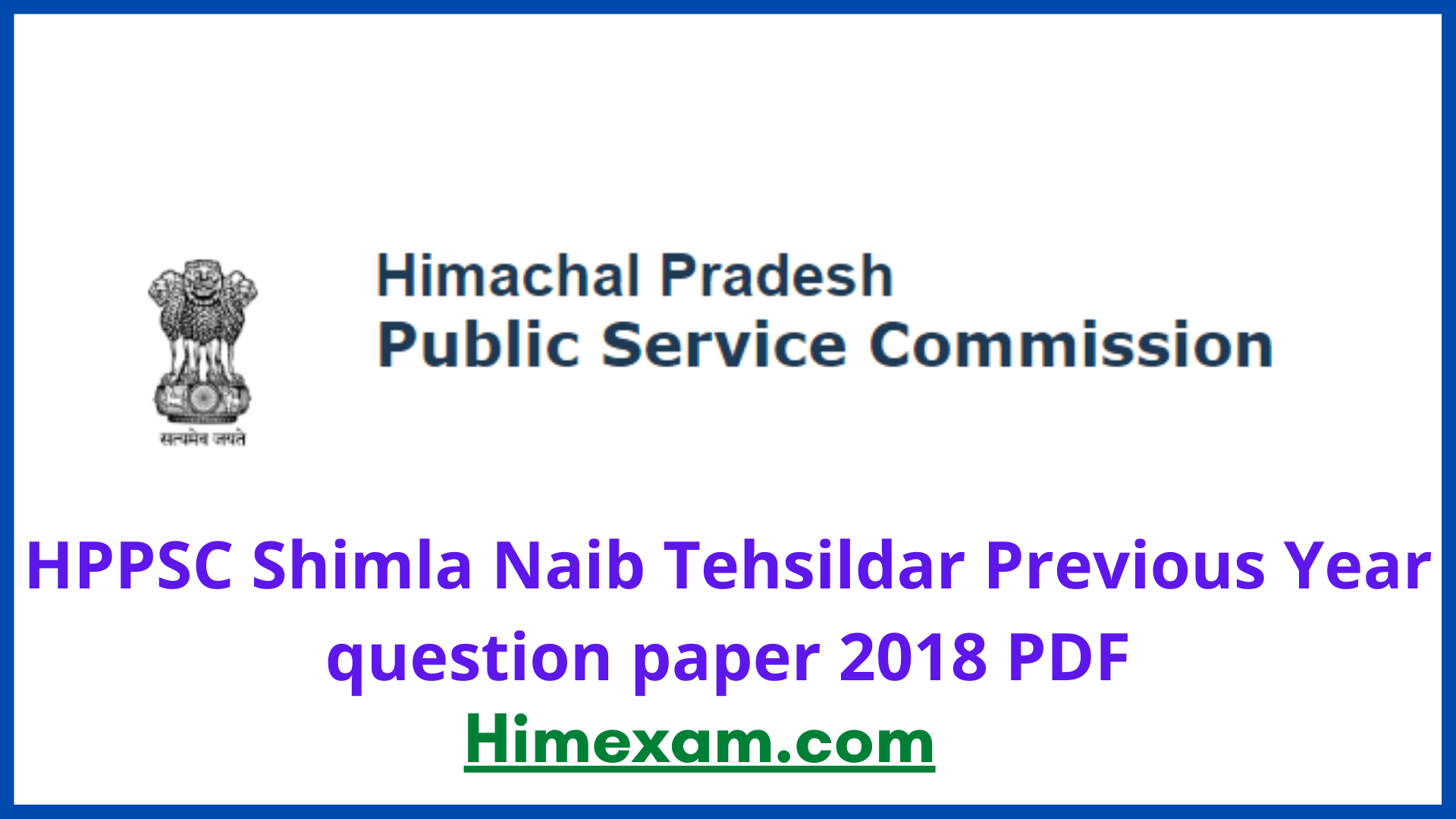 HPPSC Shimla  Naib Tehsildar  Previous Year question paper 2018 PDF