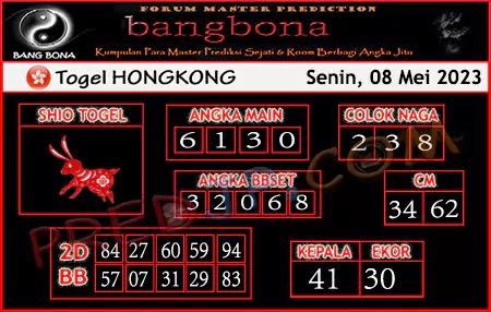 Prediksi HK Bang Bona Senin 08 Mei 2023