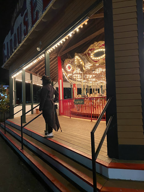 Scare Actor In Front of the Carousel Terror at Quassy Halloween Event