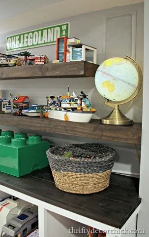 DIY lego playroom shelves