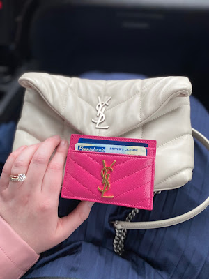 YSL Saint Laurent Monogram Card Holder Fuchsia