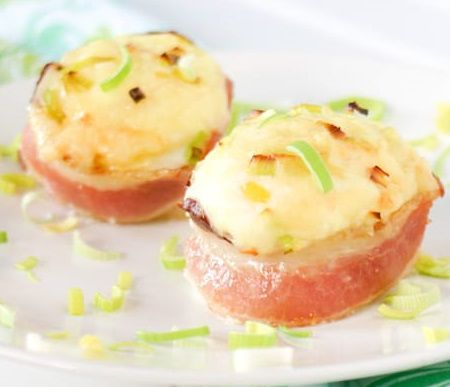 Bacon and Egg Cups with Leek and Gruyere Cheese Recipe
