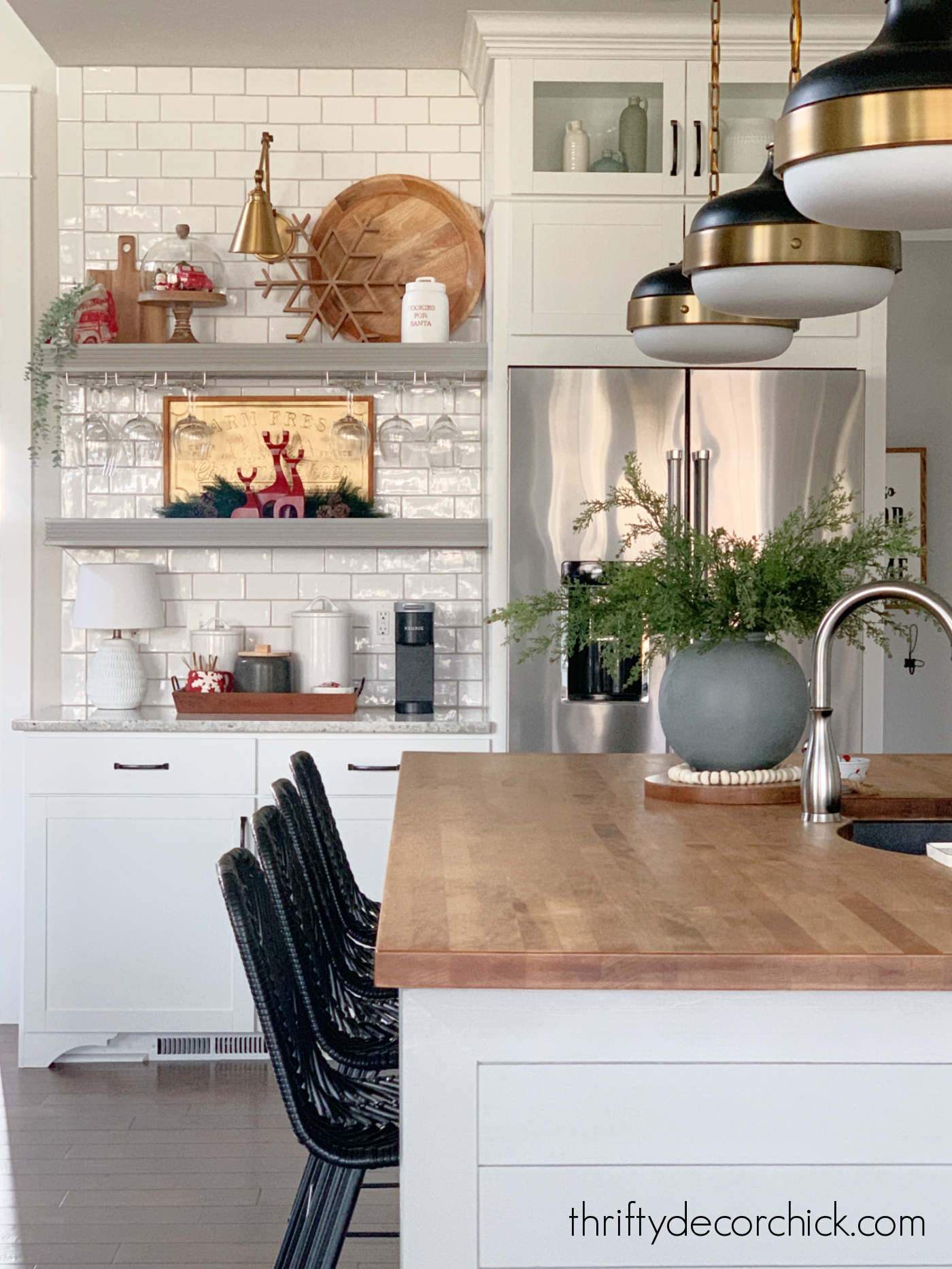 shelves with wine glass storage