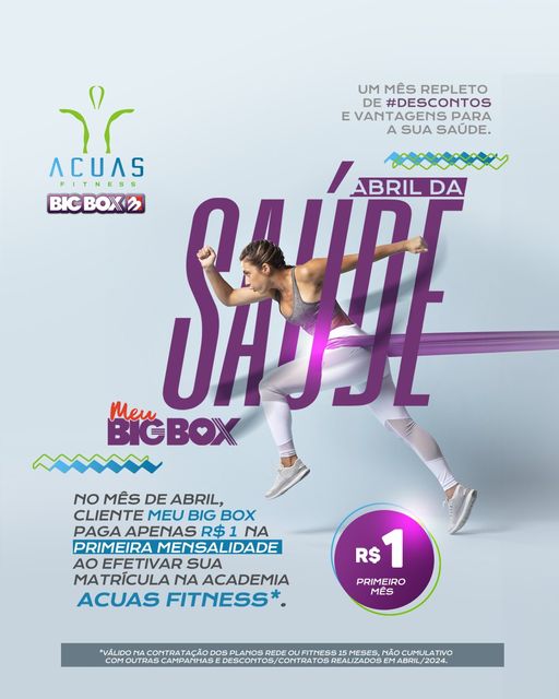 BIG BOX e Acuas Fitness lançam campanha "Abril da Saúde" com condições imperdíveis