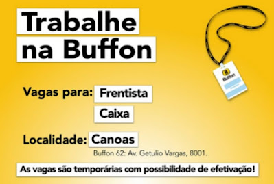 Comercial Buffon em Canoas contrata Caixa e Frentista