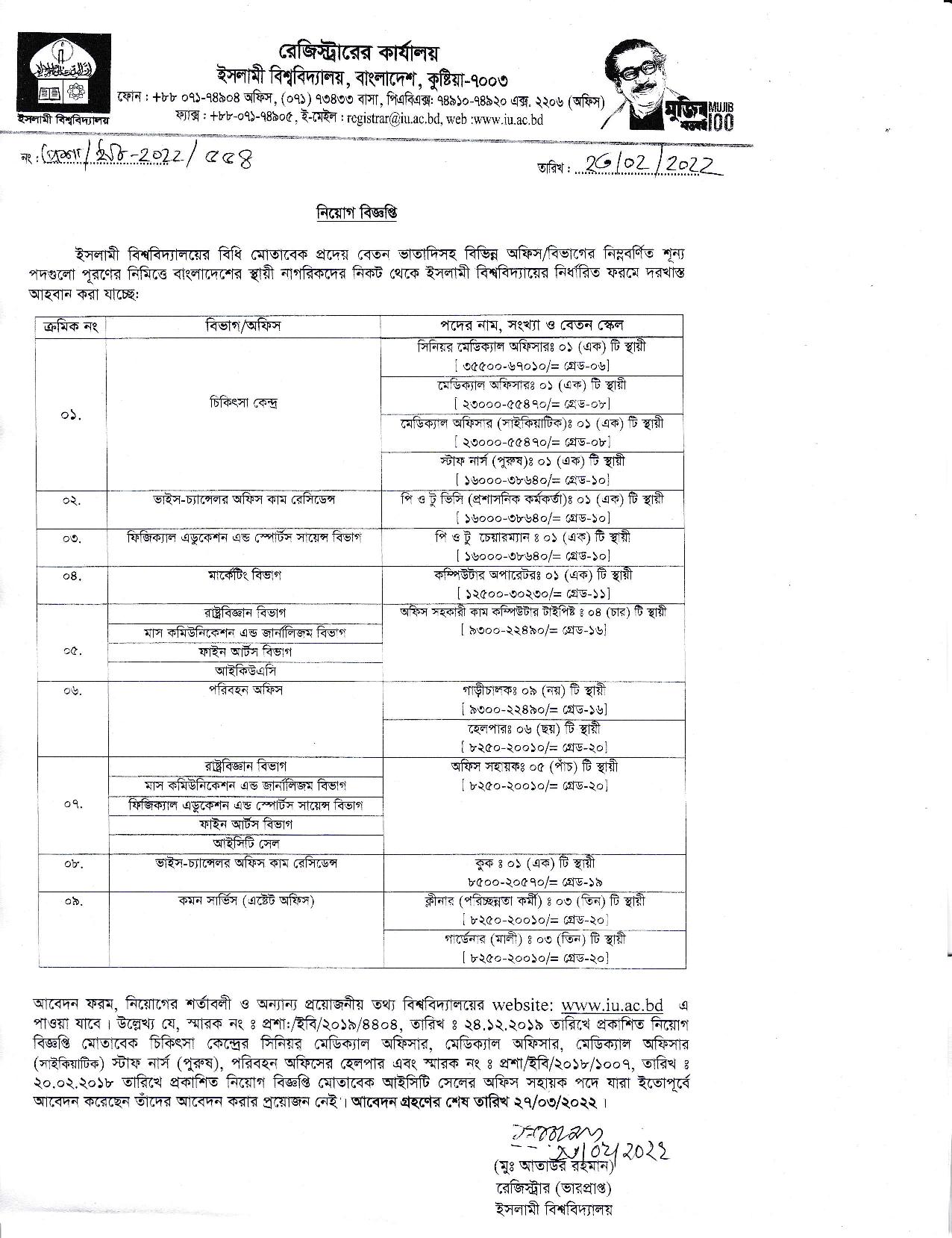 Ismali University Job Circular 2022