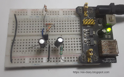 self biased BJT amplifier on breadboard