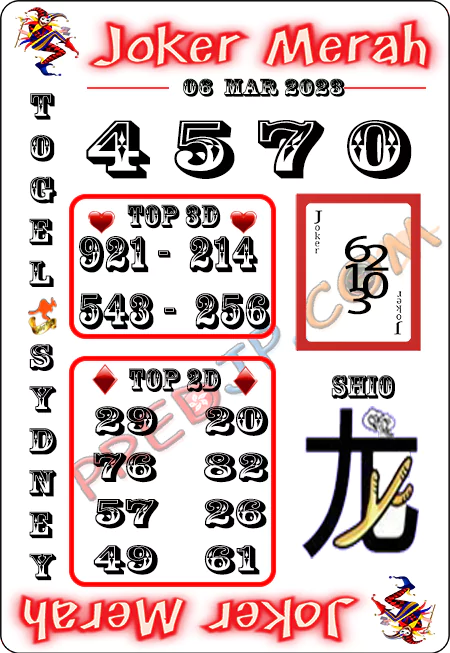 Prediksi Joker Merah Sdy Senin 06-Mar-2023