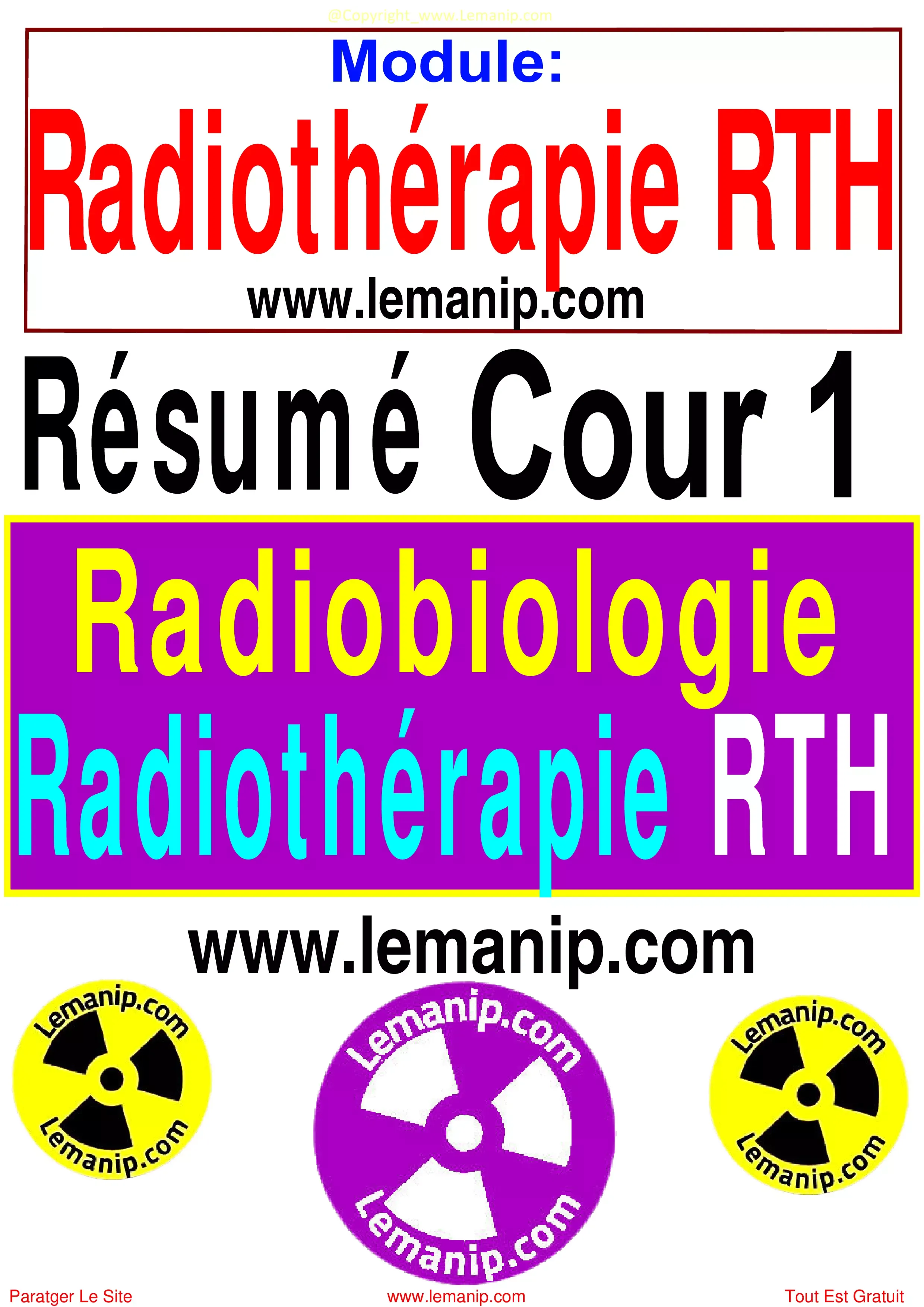 Cour 1 Du Module Radiothérapie RTH
