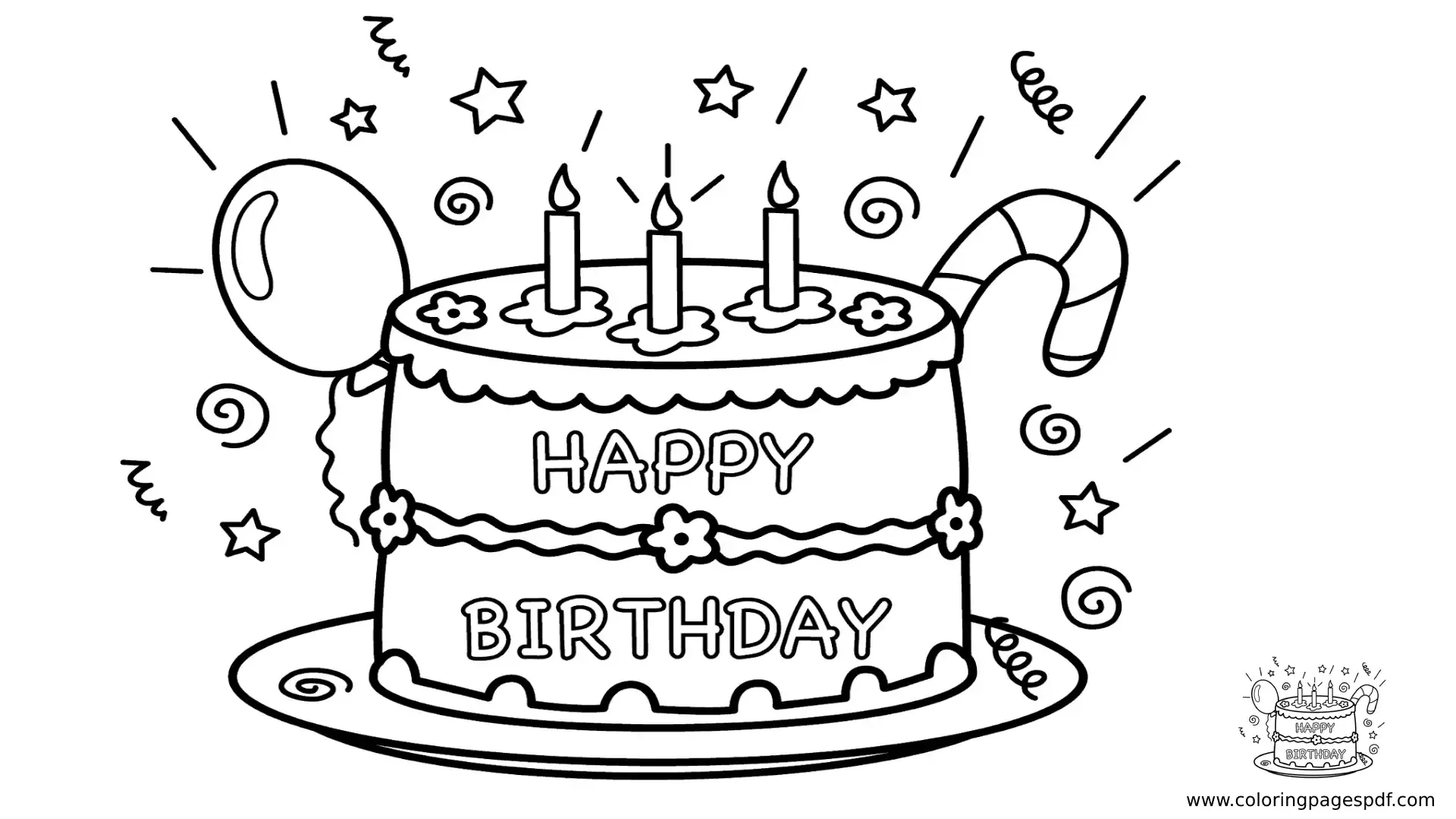 Coloring Pages Of Happy Birthday Cake