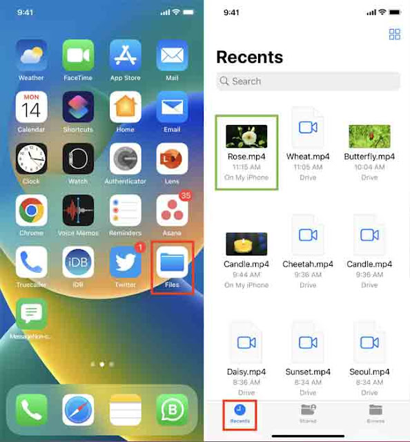 شاهد الفيديو الذي تم تنزيله في تطبيق iOS Files