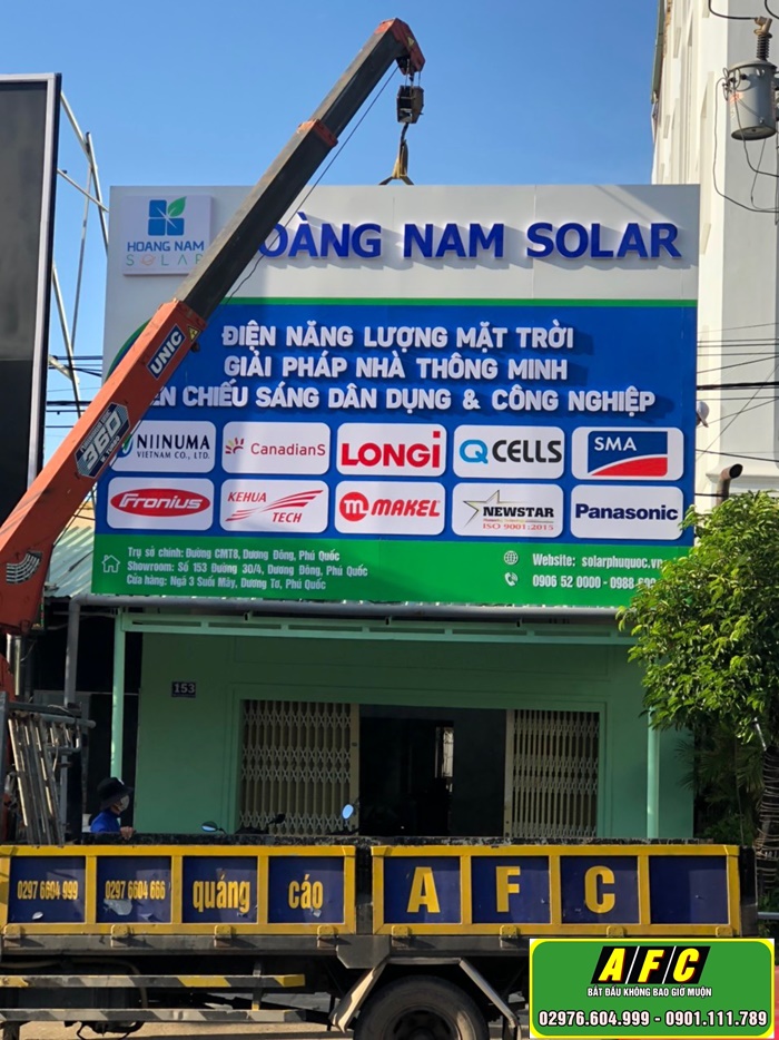 Thi công biển hiệu quảng cáo Hoàng Nam Solar Phú Quốc