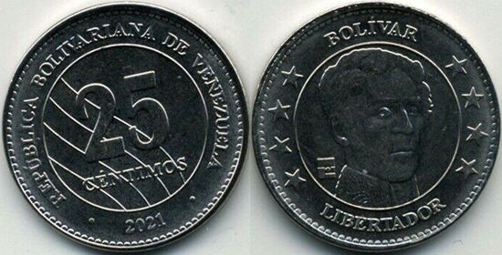 Venezuela 25 céntimos 2021 - New circulation type