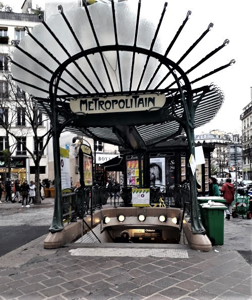 The Art Nouveau entrance to Châtelet Métro station by French architect Hector Guimard.