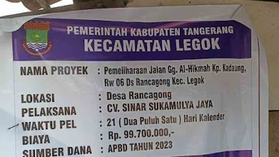 Kasi Ekbang Kecamatan Legok Siap Crosscheck Proyek Hotmix Kp Kedaung RW 06 Desa Rancagong. 