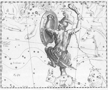 Artistic depiction of the Orion constellation