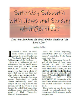 Saturday Sabbath with Jews and Sunday with Gentiles? (PDF article)