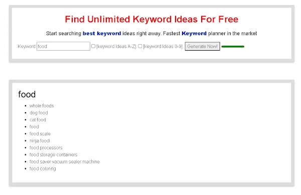 Random Unlimited Keyword Ideas Generator