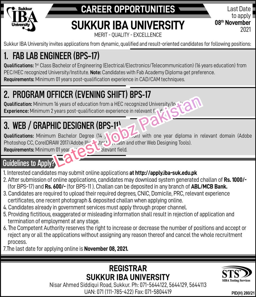 Today Latest Jobs in Sukkur IBA University 2021