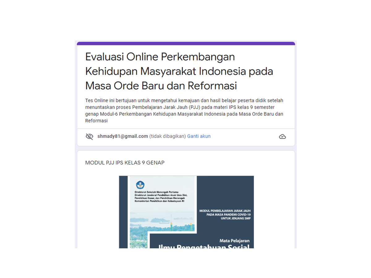 Evaluasi Online Perkembangan Kehidupan Masyarakat Indonesia pada Masa Orde Baru dan Reformasi