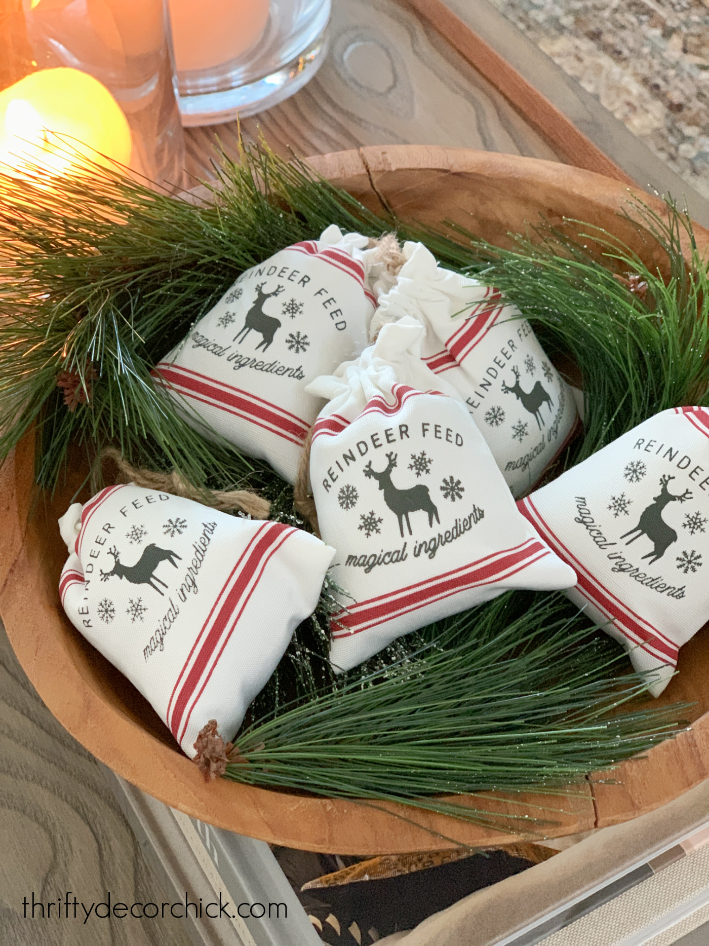 reindeer feed decor in bowl