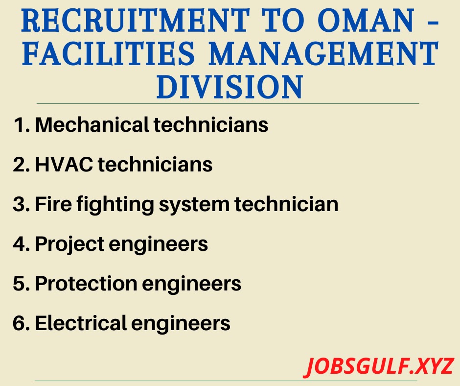 Recruitment to Oman - Facilities Management Division