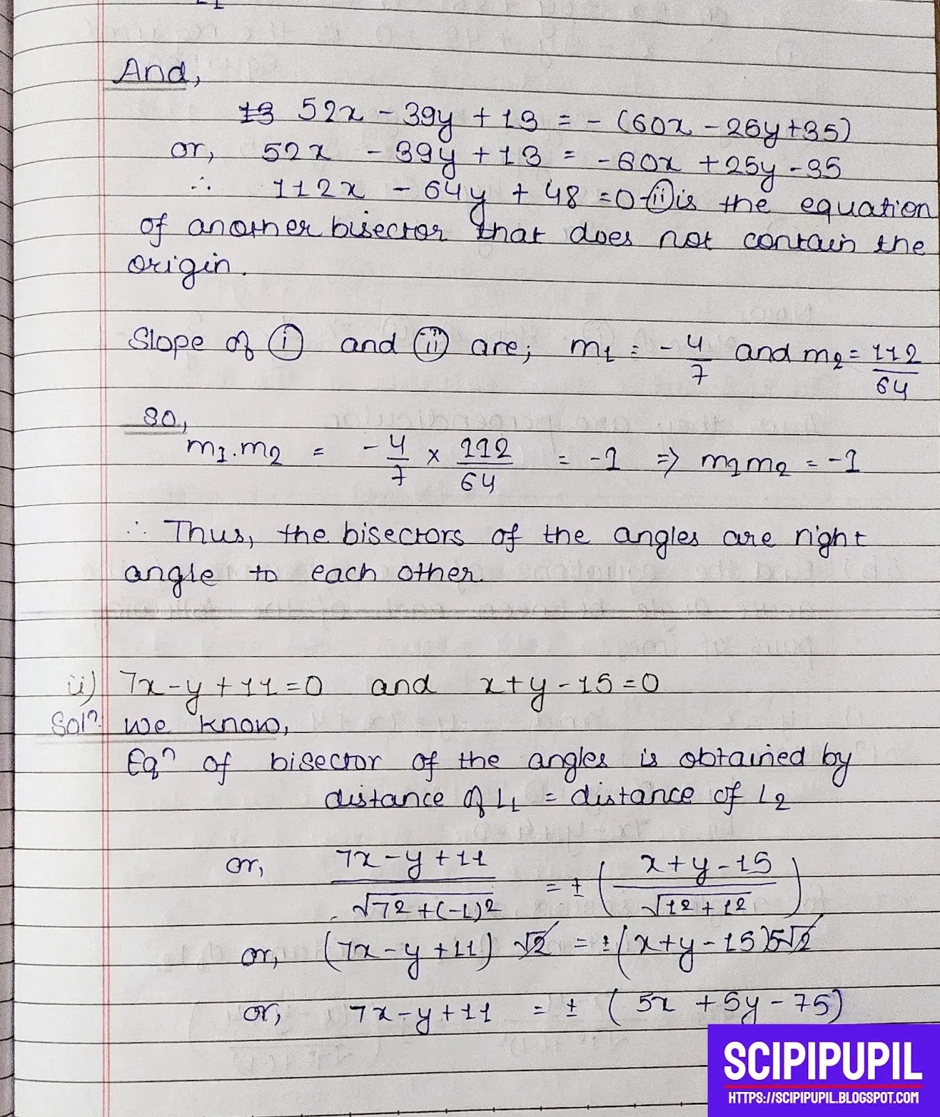 Grade 11 Analytical Geometry Exercise 2 Solutions | Basic Mathematics Grade XI by Sukunda Pustak Bhawan