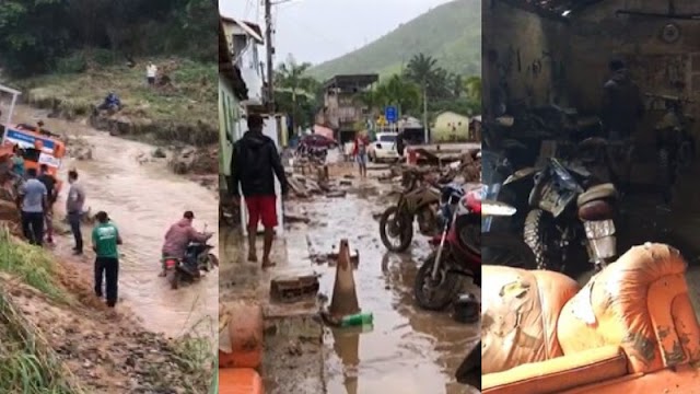 Vídeos mostram cenário de destruição e prejuízos provocados pela chuva em Jucuruçu; assista