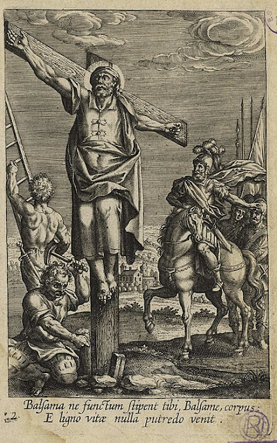 Petrus Balsamus, grabado de Adriaen Collaert para el Triumphus Iesu Christi Crucifixi de Bartolomeo Ricci, Amberes, 1608.