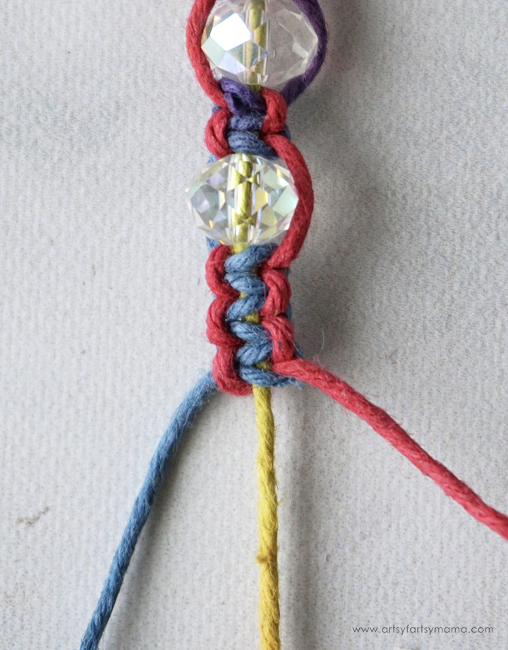 Rainbow Hemp Beaded Square Knot Macrame Bracelet