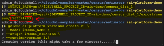 Set the job output we want to use and create model version