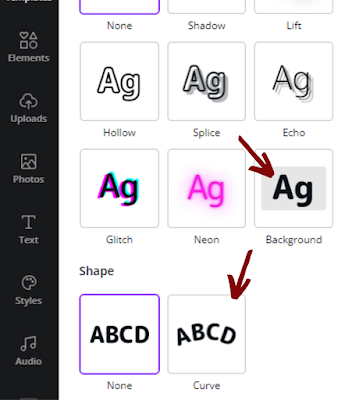 How to create curved text in canva with a colored background ?